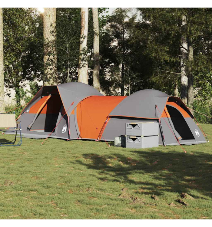 Tente de camping 5 personnes gris et orange imperméable | Mobilier & Déco