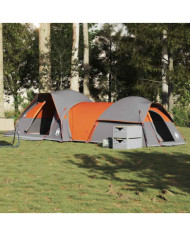 Tente de camping 5 personnes gris et orange imperméable | Mobilier & Déco
