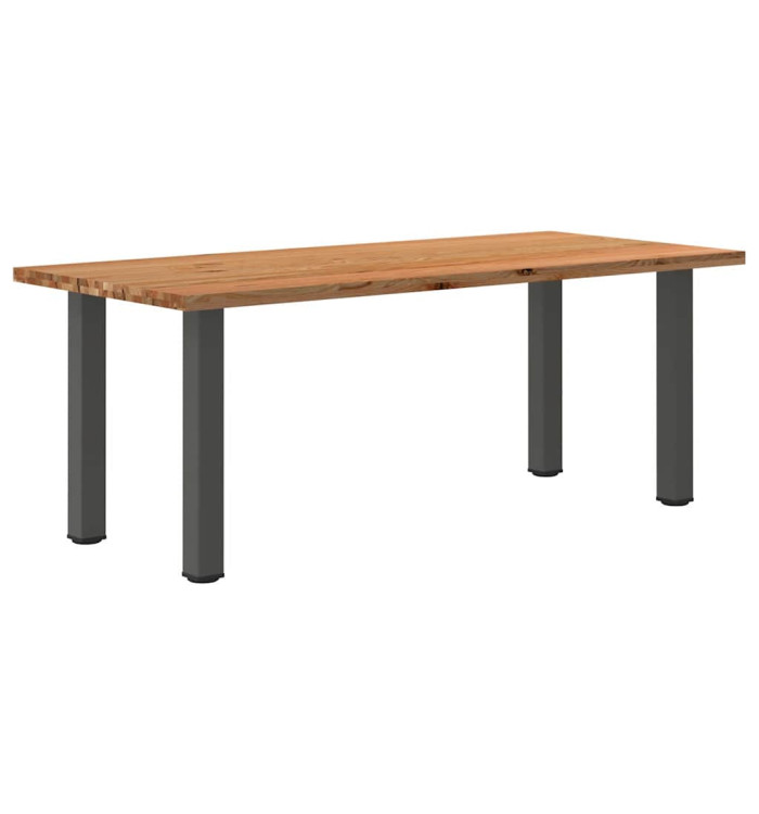 Table à manger marron clair bois de chêne massif rectangulaire | Mobilier & Déco