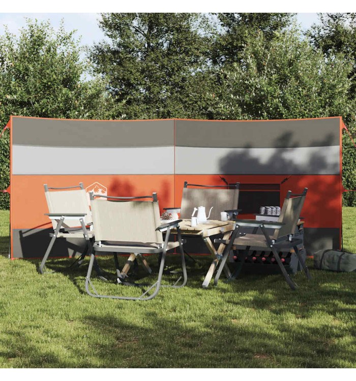 Brise-vent de camping gris et orange 340x130 cm imperméable | Mobilier & Déco