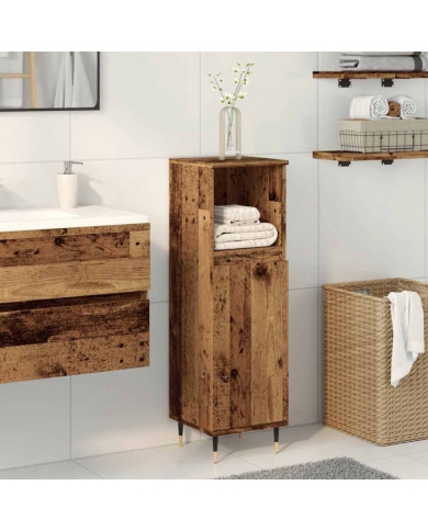 Armoire de salle de bain vieux bois 30x30x100cm bois ingénierie | Mobilier & Déco