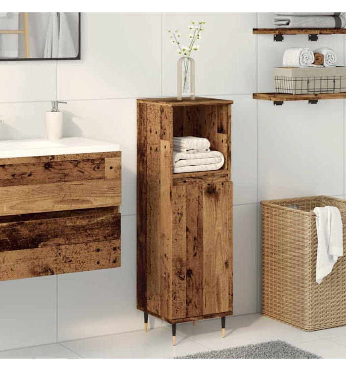 Armoire de salle de bain vieux bois 30x30x100cm bois ingénierie | Mobilier & Déco