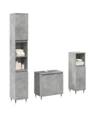 Ensemble de meubles de salle de bain 3 pcs gris béton | Mobilier & Déco