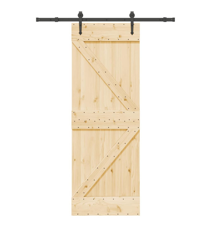 Porte coulissante et kit de quincaillerie 70x210 cm pin massif | Mobilier & Déco