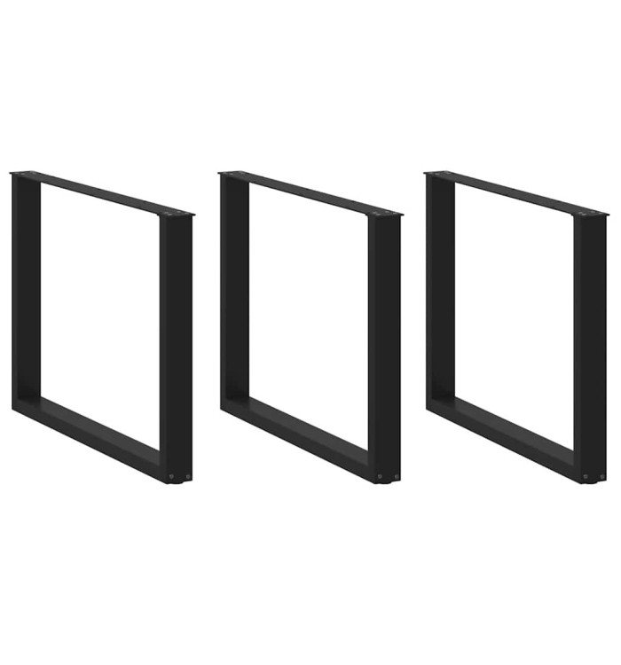 Pieds de table à manger en U 2 pièces Noir 100 x (72-73) cm Acier | Mobilier & Déco