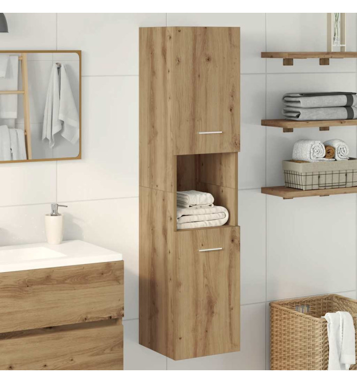 Armoire de salle de bain suspendue chêne artisanal 30x30x130 cm | Mobilier & Déco