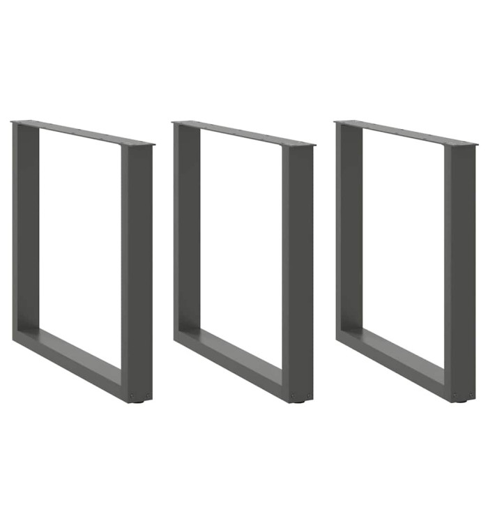 Pieds de table à manger en U 3 pièces Anthracite 80 x (72-73) cm Acier | Mobilier & Déco
