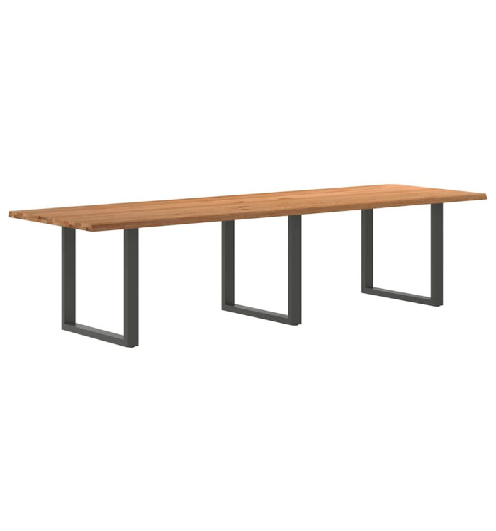 Table à manger marron clair bois de chêne massif rectangulaire | Mobilier & Déco