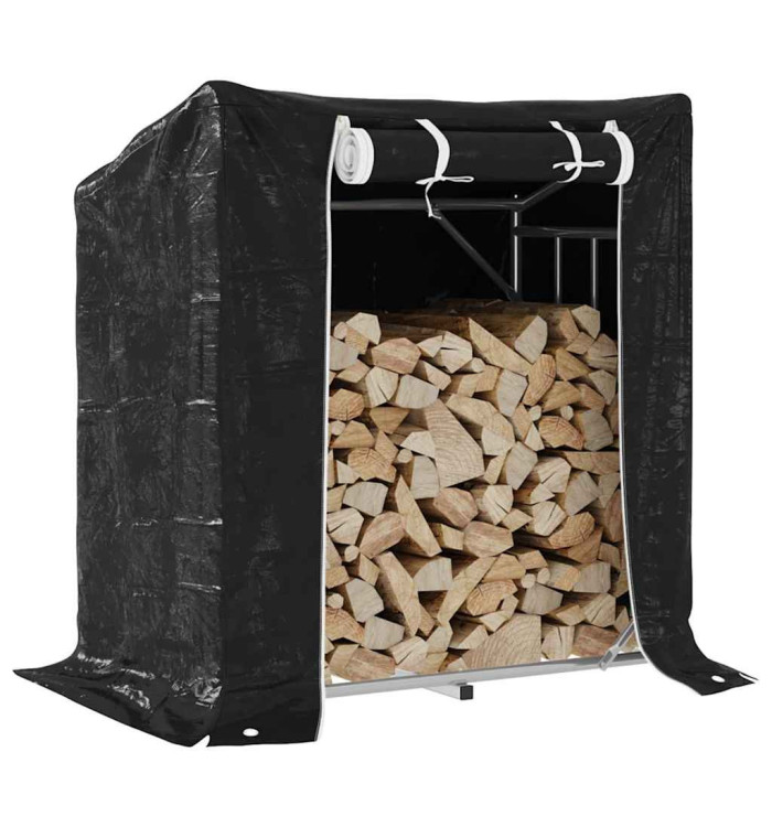 Portant de bois de chauffage et housse de pluie acier galvanisé | Mobilier & Déco