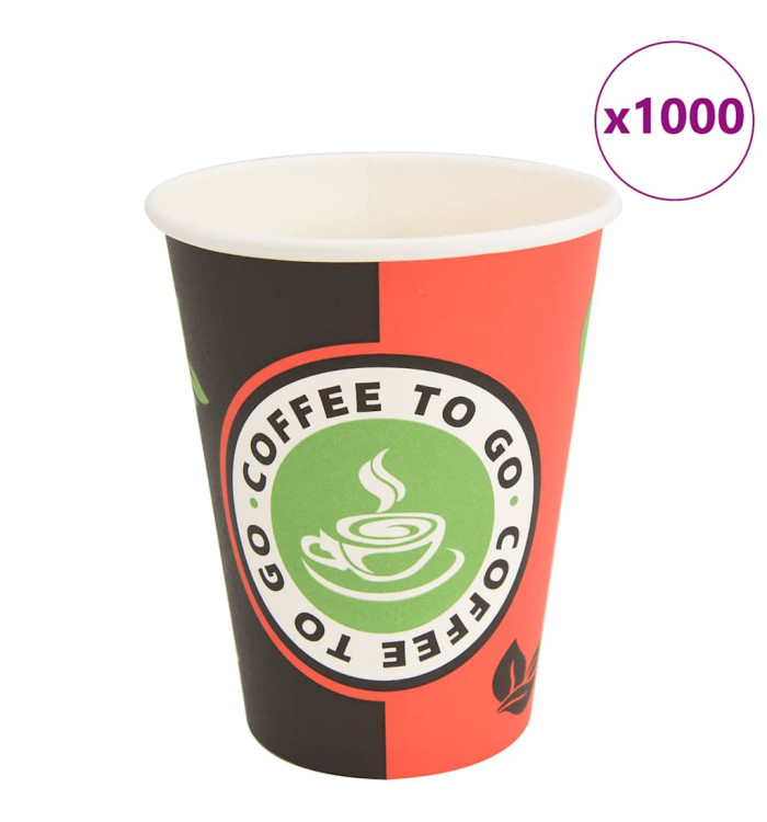 Tasses à café en papier 1000 pcs 12oz 300ml rouge et noir | Mobilier & Déco