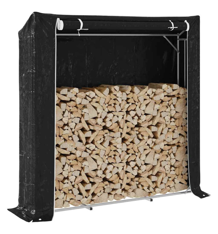Portant de bois de chauffage et housse de pluie acier galvanisé | Mobilier & Déco