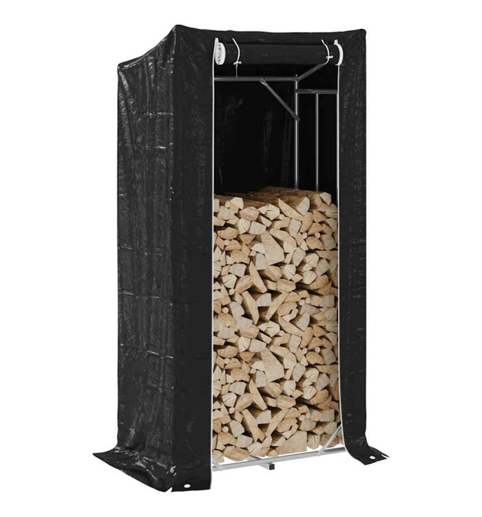 Portant de bois de chauffage et housse de pluie acier galvanisé | Mobilier & Déco