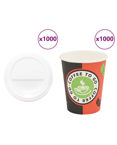 Tasses à café en papier avec couvercles 1000 pcs 8oz 240ml | Mobilier & Déco