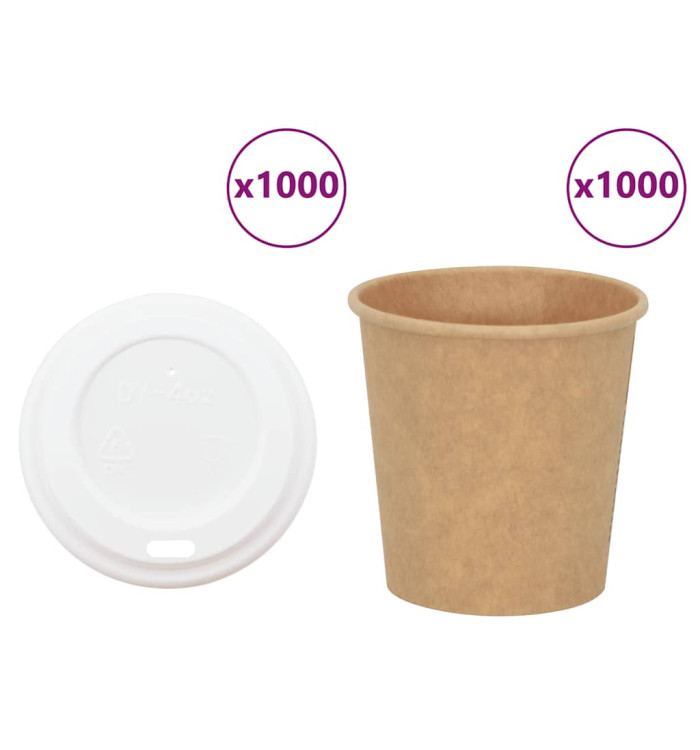 Tasses à café en papier avec couvercles 1000 pcs 4oz 100ml | Mobilier & Déco