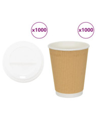 Tasses à café en papier avec couvercles 1000 pcs 12oz 300ml | Mobilier & Déco