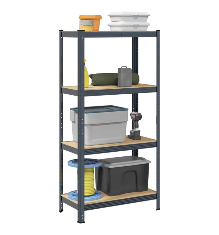 Étagère de rangement 4 niveaux Anthracite Acier bois ingénierie | Mobilier & Déco