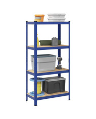 Étagère de rangement à 4 niveaux Bleu Acier et bois ingénierie | Mobilier & Déco