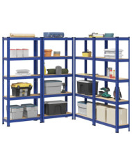 Étagères de rangement à 5 niveaux 4 pcs acier bois d'ingénierie | Mobilier & Déco
