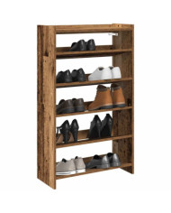 Étagère à chaussures vieux bois 60x25x100 cm bois d'ingénierie | Mobilier & Déco