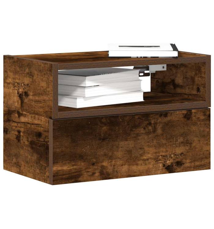 Table de chevet murale chêne fumé 45x26x28,5 cm | Mobilier & Déco