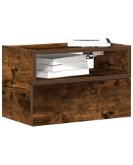 Table de chevet murale chêne fumé 45x26x28,5 cm | Mobilier & Déco