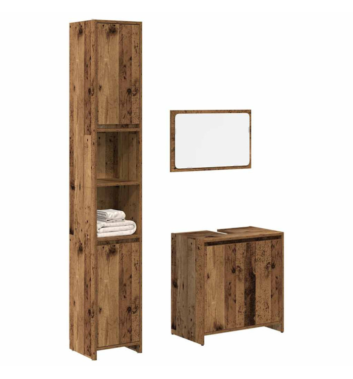 Ensemble de meubles salle de bain 3 pcs bois d'ingénierie | Mobilier & Déco