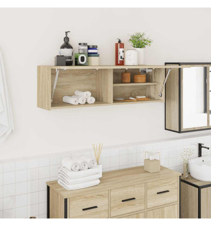 Armoire murale de bain chêne sonoma 100x25x30cm bois ingénierie | Mobilier & Déco