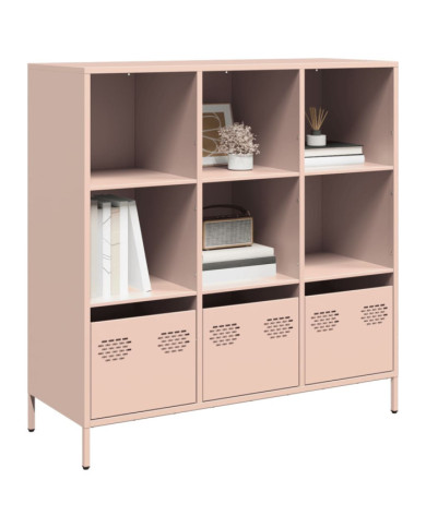 Buffet haut rose 101,5x39x103,5 cm acier | Mobilier & Déco