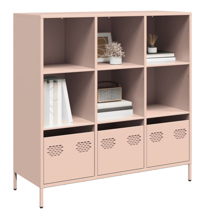 Buffet haut rose 101,5x39x103,5 cm acier | Mobilier & Déco
