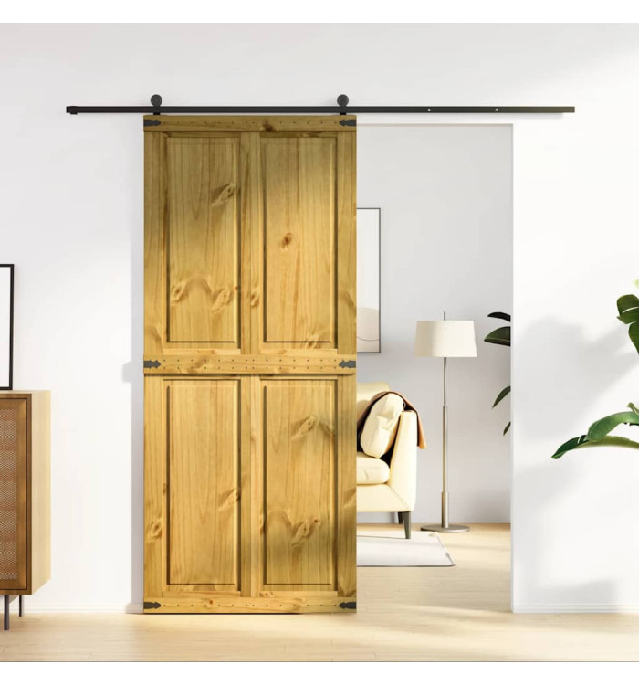 Porte de grange CORONA 90x210 cm bois massif de pin | Mobilier & Déco
