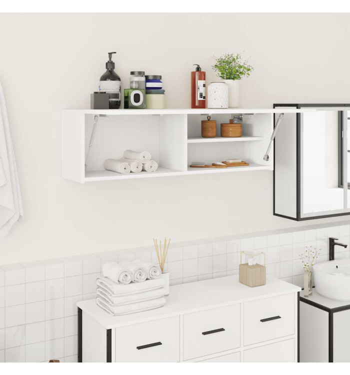 Armoire murale de bain blanc 100x25x30 cm bois d'ingénierie | Mobilier & Déco