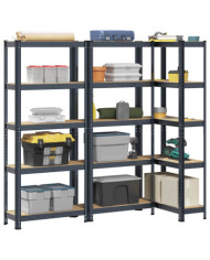 Étagères de rangement 5 niveaux 3 pcs acier bois d'ingénierie | Mobilier & Déco