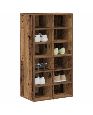 Étagère à chaussures vieux bois 54x34x100,5cm bois d'ingénierie | Mobilier & Déco