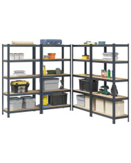 Étagères à 5 niveaux 4pcs anthracite acier et bois d'ingénierie | Mobilier & Déco