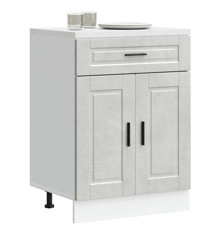 Armoire de cuisine Porto gris béton bois d'ingénierie | Mobilier & Déco