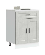 Armoire de cuisine Porto gris béton bois d'ingénierie | Mobilier & Déco