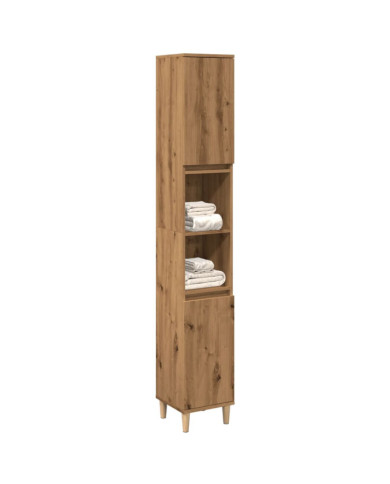 Armoire de salle de bain chêne artisanal 30x30x190 cm | Mobilier & Déco