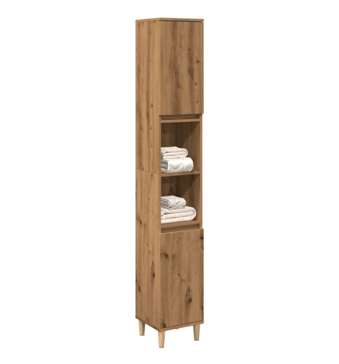 Armoire de salle de bain chêne artisanal 30x30x190 cm | Mobilier & Déco