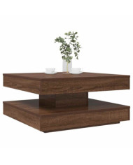 Table basse rotative à 360 degrés chêne marron 70x70x34,5 cm | Mobilier & Déco