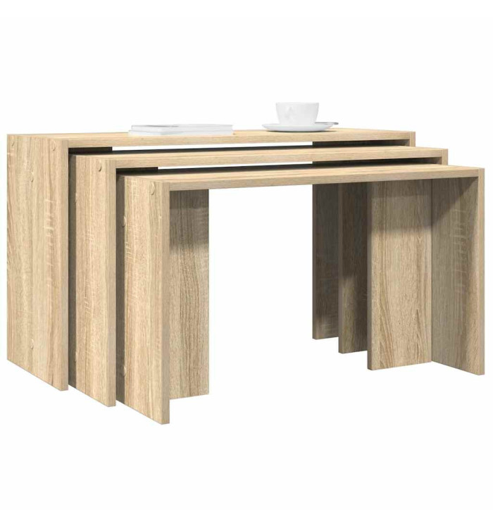 Tables gigognes 3 pcs chêne sonoma bois d'ingénierie | Mobilier & Déco