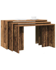 Tables gigognes 3 pcs vieux bois bois d'ingénierie | Mobilier & Déco