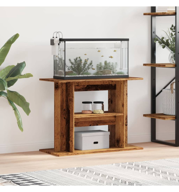 Support d'aquarium vieux bois 80x35x60 cm bois d'ingénierie | Mobilier & Déco