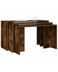 Tables gigognes 3 pcs chêne fumé bois d'ingénierie | Mobilier & Déco