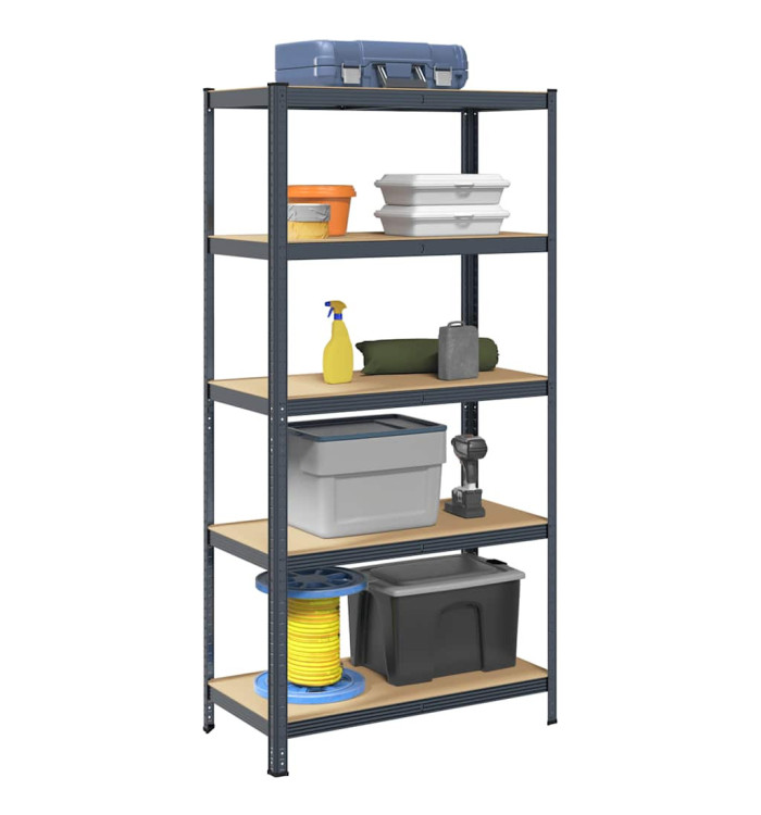 Étagère de rangement 5 niveaux Anthracite Acier bois ingénierie | Mobilier & Déco