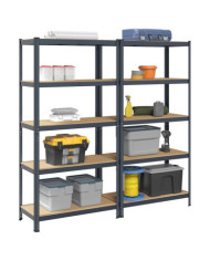 Étagères de rangement 5 niveaux 2 pcs Anthracite Acier et bois | Mobilier & Déco