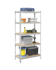 Étagère de rangement 5 niveaux Argenté Acier et bois ingénierie | Mobilier & Déco