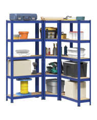 Ensemble d'étagères à 5 niveaux 3 pcs acier bois d'ingénierie | Mobilier & Déco