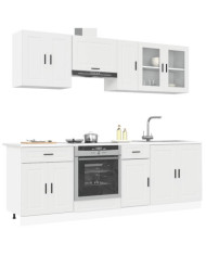 Ensemble d'armoires cuisine 8pcs Kalmar blanc bois d'ingénierie | Mobilier & Déco