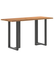 Table de bar rectangulaire en chêne massif avec bords naturels 200 x 80 x 102 cm | Mobilier & Déco