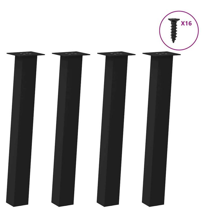 Pieds de table console 4 pièces Noir 72 cm Acier | Mobilier & Déco